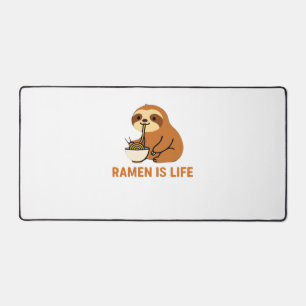 Cute Sloth Eating Ramen � Funny Noodle Lover Desig Desk Mat