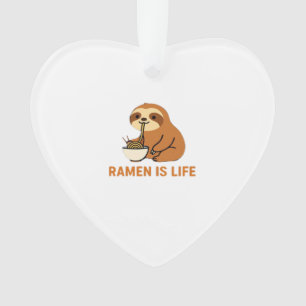 Cute Sloth Eating Ramen � Funny Noodle Lover Desig Ornament