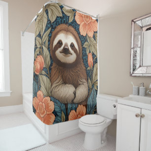 Cute Sloth Elegant Floral William Morris Inspired