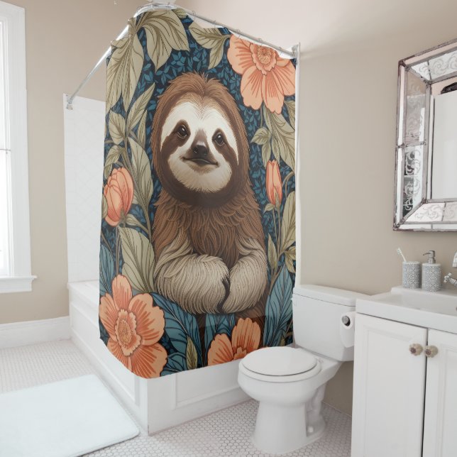 Cute Sloth Elegant Floral William Morris Inspired (In Situ)