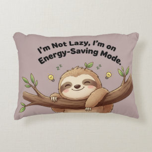 Cute Sloth "Energy-Saving Mode" Accent Pillow