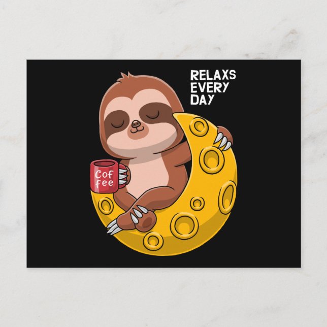 Cute sloth enjoy the coffee postcard (Front)