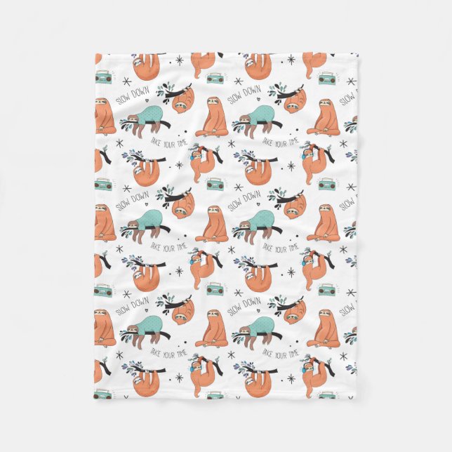 Cute Sloth Fleece Blanket (Front)