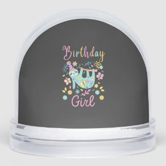 Cute Sloth Floral Girls Birthday Party T-Shirt