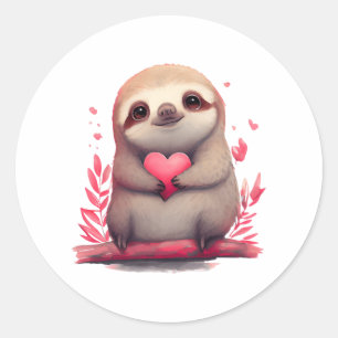 Cute Sloth Gift for Sloth lovers Colorful Art Classic Round Sticker