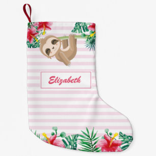 Cute Sloth girly personalized Small Christmas Stocking