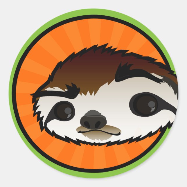 CUTE SLOTH GRAPHIC ROUND STICKERS (Front)