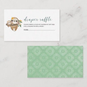 Cute Sloth Greenery Watercolor baby shower diape Enclosure Card
