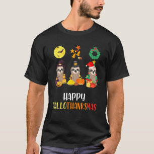 Cute Sloth Halloween Christmas Happy Hallothanksma T-Shirt