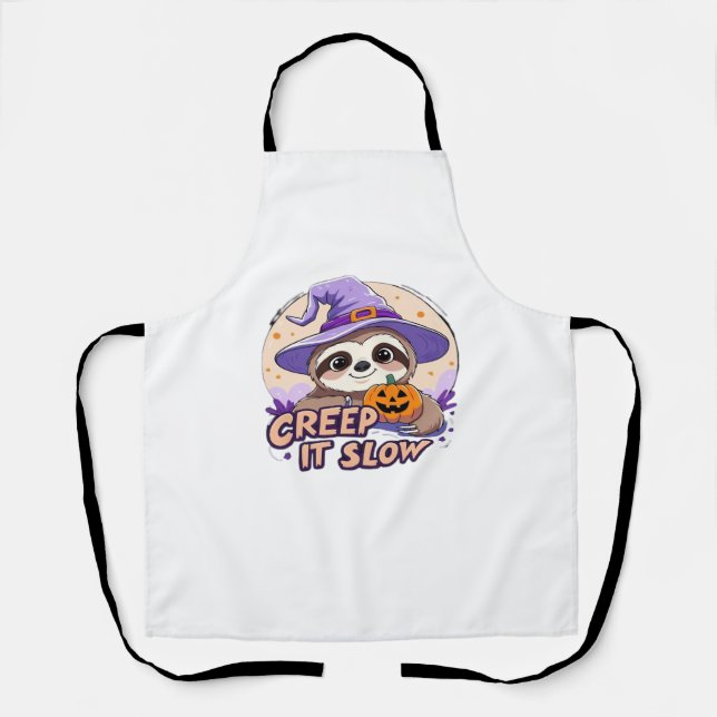 Cute Sloth Halloween Shirt � Funny Creep It Slow W Apron (Front)