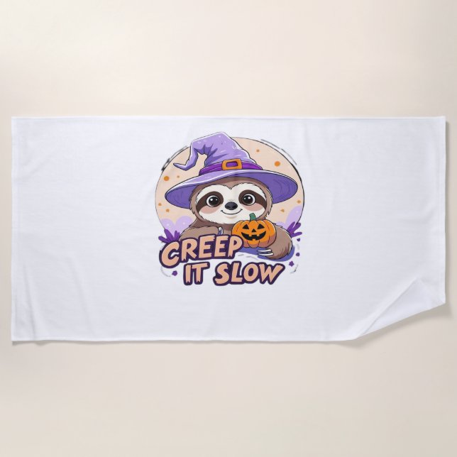 Cute Sloth Halloween Shirt � Funny Creep It Slow W Beach Towel (Front)
