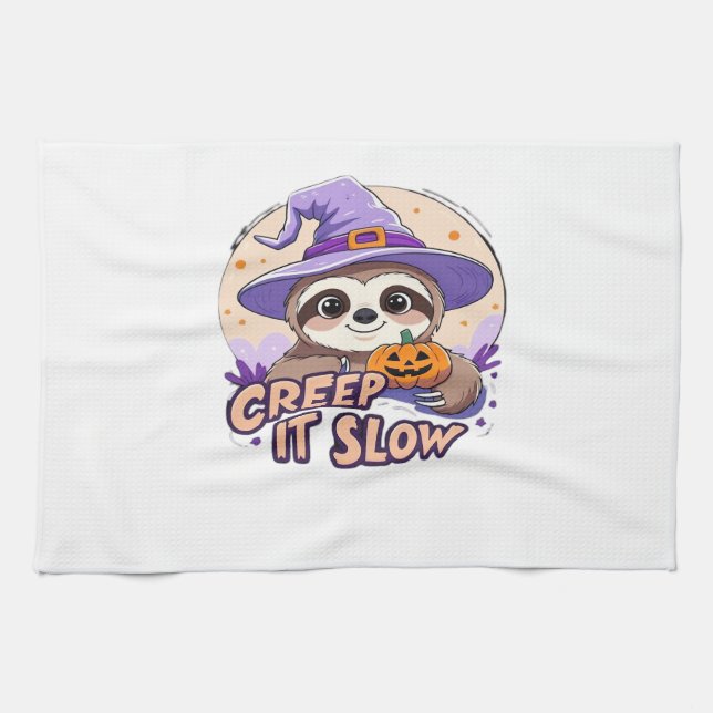 Cute Sloth Halloween Shirt � Funny Creep It Slow W Kitchen Towel (Horizontal)