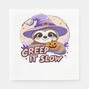 Cute Sloth Halloween Shirt � Funny Creep It Slow W Napkin