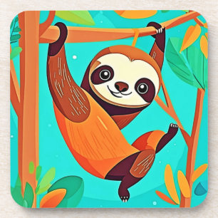 Cute Sloth Hanging in Jungle Coaster