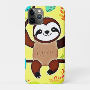 Cute Sloth Hanging on a Tree Branch iPhone 11 Pro Case
