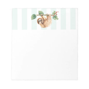 Cute Sloth Hanging Upside Down Watercolor Notepad