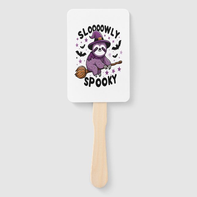 Cute Sloth Happy Halloween (2) Hand Fan (Front)