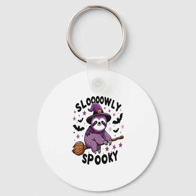 Cute Sloth Happy Halloween (2) Keychain (Front)