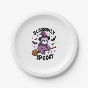 Cute Sloth Happy Halloween (2) Paper Plate