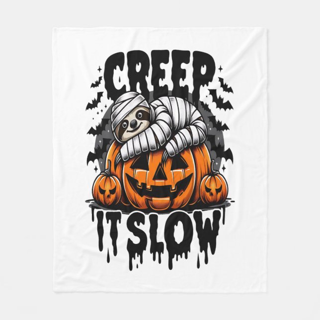 Cute Sloth Happy Halloween Fleece Blanket (Front)