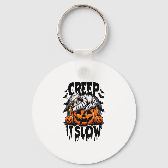 Cute Sloth Happy Halloween Keychain (Front)