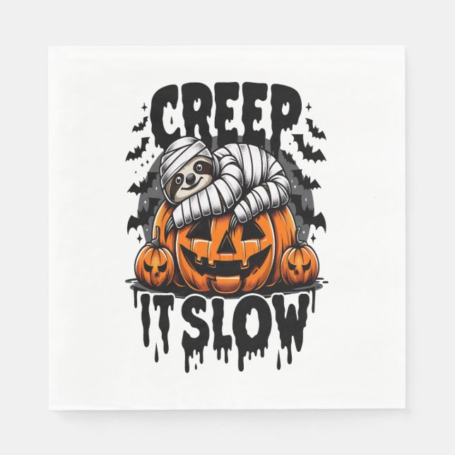 Cute Sloth Happy Halloween Napkin (Front)
