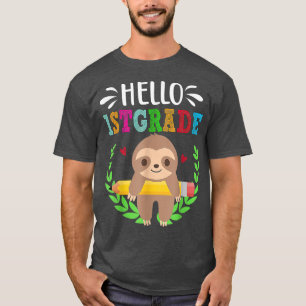 Cute Sloth Hello 1st Grade Back To School Boy Kids T-Shirt