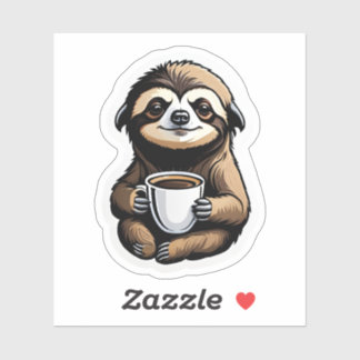 Cute Sloth Holding Coffee Cup
