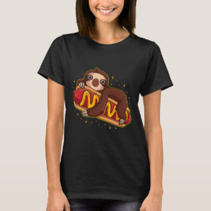 Cute Sloth Hotdog Funny Foodie Hot Dog T-Shirt