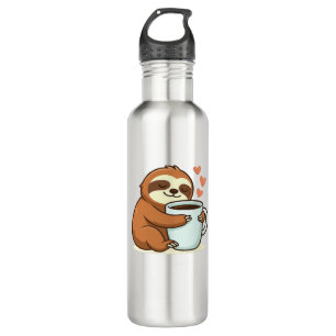 Cute Sloth Hugging Big Coffee Cup Premium T-Shirt 710 Ml Water Bottle
