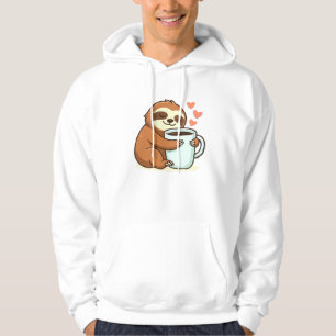 Cute Sloth Hugging Big Coffee Cup Premium T-Shirt Hoodie