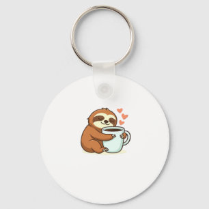 Cute Sloth Hugging Big Coffee Cup Premium T-Shirt Keychain