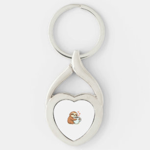 Cute Sloth Hugging Big Coffee Cup Premium T-Shirt Keychain