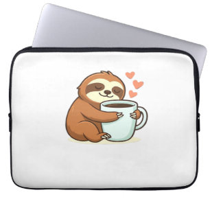 Cute Sloth Hugging Big Coffee Cup Premium T-Shirt Laptop Sleeve