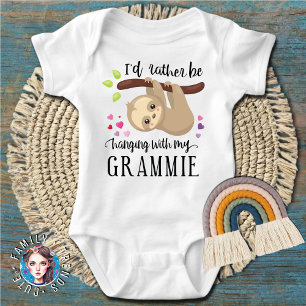 Cute Sloth I'd Rather Be Hanging with My Grammie Baby Bodysuit