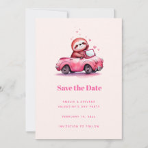 Cute Sloth in a Pink Convertible