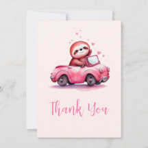 Cute Sloth in a Pink Convertible