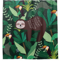 Cute sloth in green tropical illustration pattern