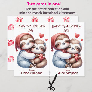 Cute Sloth Kid's Valentine Party Card