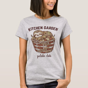 Cute Sloth Kitchen Garden Potato Club Funny Humour T-Shirt