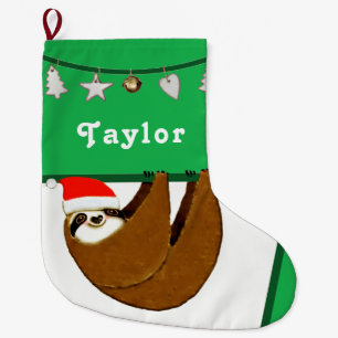 Cute Sloth Large Christmas Stocking