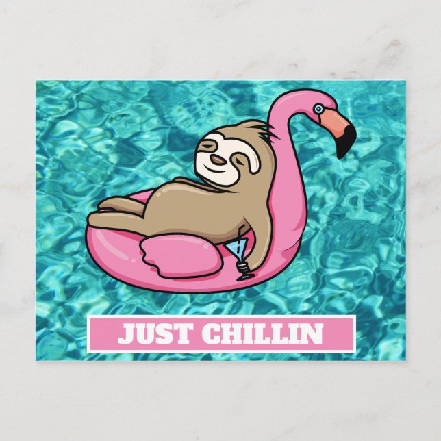 Cute Sloth Lazy Summer Funny Just Chillin Postcard (Front)