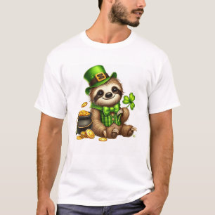 Cute Sloth Leprechaun St Patricks Day Boys Girls P T-Shirt