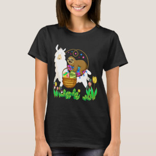 Cute Sloth Llama Easter Bunny Egg Hunt T-Shirt