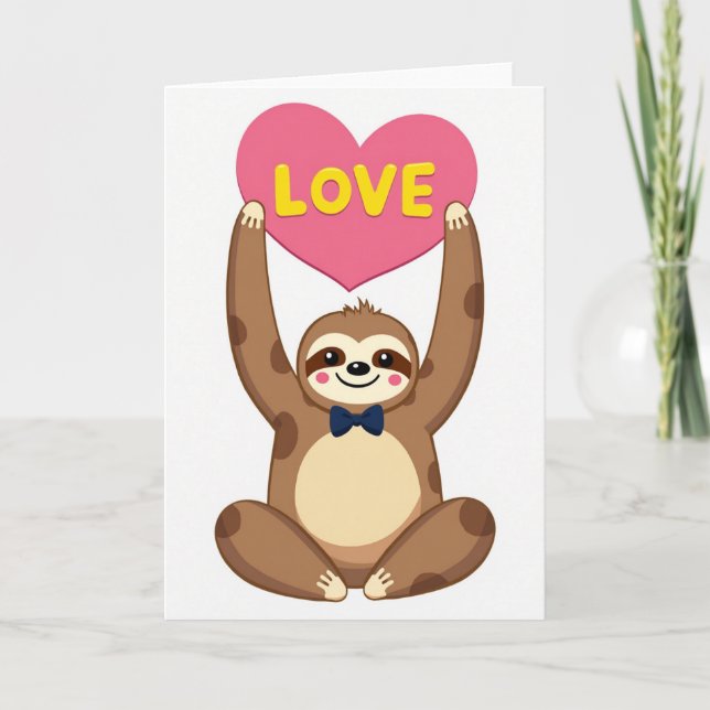 Cute Sloth Love Heart Card (Front)