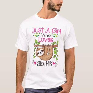 Cute Sloth Lover Women Girls Just a Girl Who Loves T-Shirt
