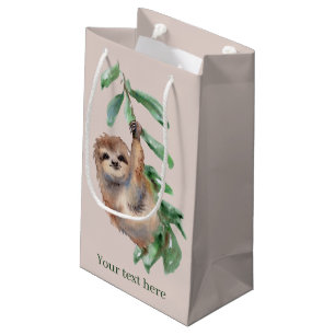 cute sloth lovers add text  small gift bag