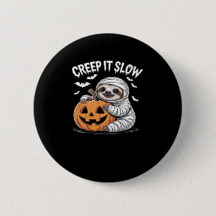 Cute Sloth Lovers Funny Halloween Pumpkin Essentia 2 Inch Round Button