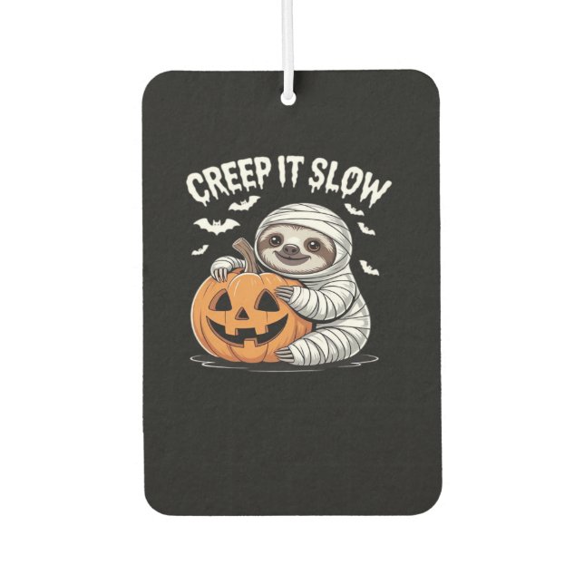 Cute Sloth Lovers Funny Halloween Pumpkin Essentia Air Freshener (Front)