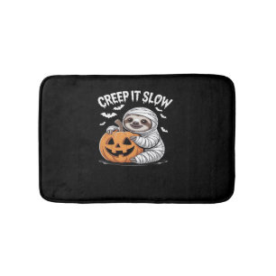 Cute Sloth Lovers Funny Halloween Pumpkin Essentia Bath Mat